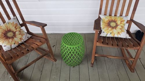 Twin old fashioned rocking chair. grandma and grandpa front porch sitting, past times