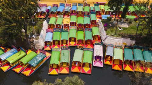 High angle view of colorful lanterns