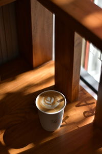 High angle view of coffee on table