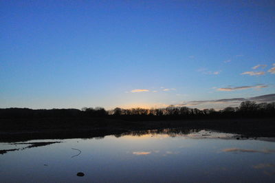 Scenic view of calm lake at sunset