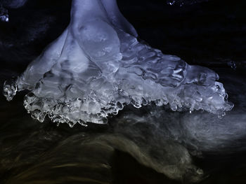 Close-up of ice crystals against sea