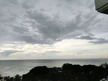 Scenic view of sea against cloudy sky