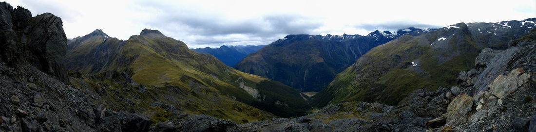 Scenic view of mountains against sky