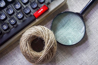 High angle view of typewriter