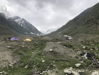 Mountain covered with snow capped. scenic view of mountains against sky, 