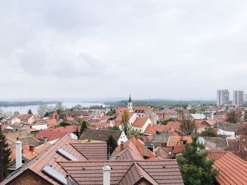 High angle view of townscape against sky