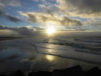 Scenic view of sea against sky during sunset