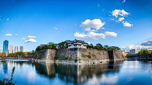 Reflection of built structure in water