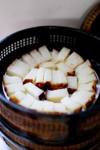 High angle view of dessert in container