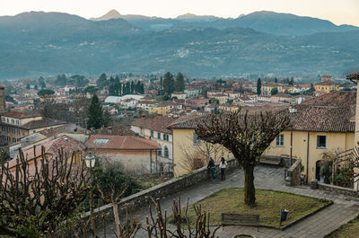 High angle view of townscape against sky