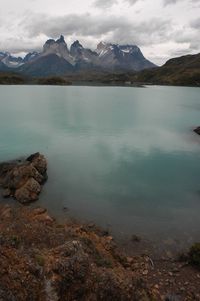 Scenic view of lake against sky