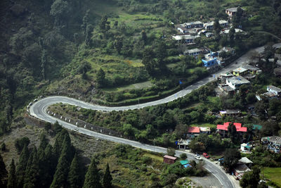 High angle view of cars on road in city