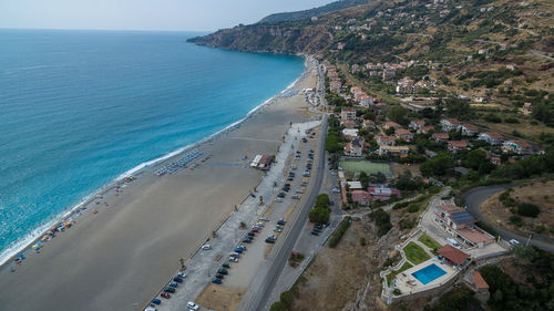 High angle view of beach against sky