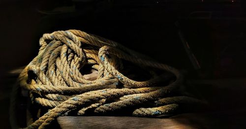 Close-up of ropes on floor