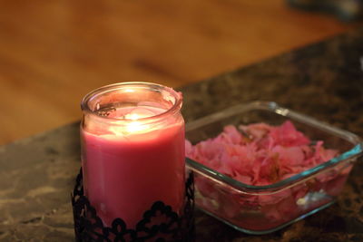 Close-up of drink in glass on table