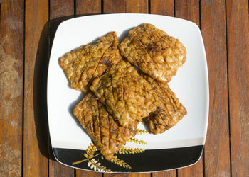 Fried tempeh. tempeh is a traditional soy product originating from indonesia