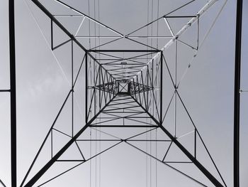 Low angle view of electricity pylon against sky