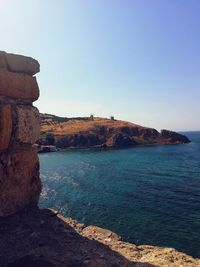 Scenic view of sea against clear sky