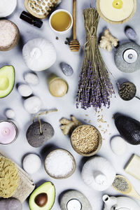 High angle view of food on table