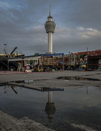 Reflection of buildings in city