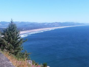 Scenic view of sea against clear sky