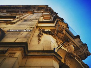 Low angle view of historic building against clear sky