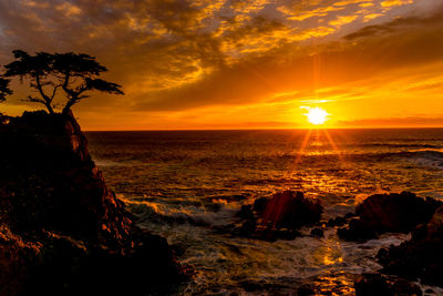 Scenic view of sea during sunset
