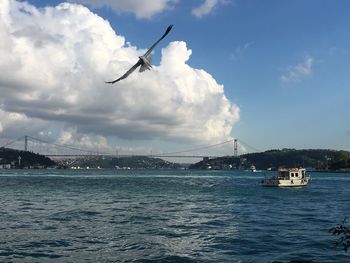 View of sea against cloudy sky