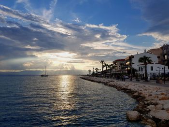 Scenic view of sea against sky during sunset
