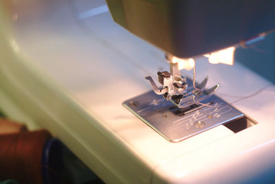 Close-up of sewing machine