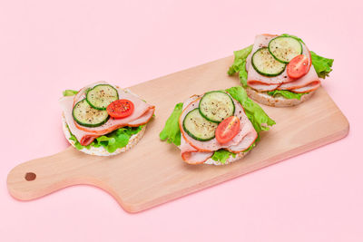 High angle view of food on table
