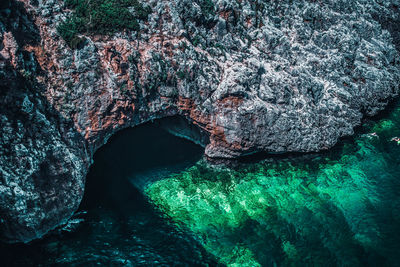 Rock formation in sea