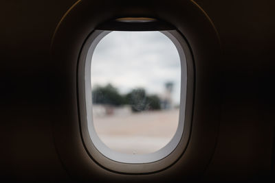 Close-up of airplane window