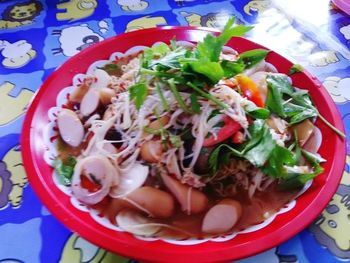 High angle view of meal served in plate