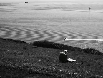 Man sitting on a beach