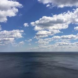 Scenic view of sea against cloudy sky