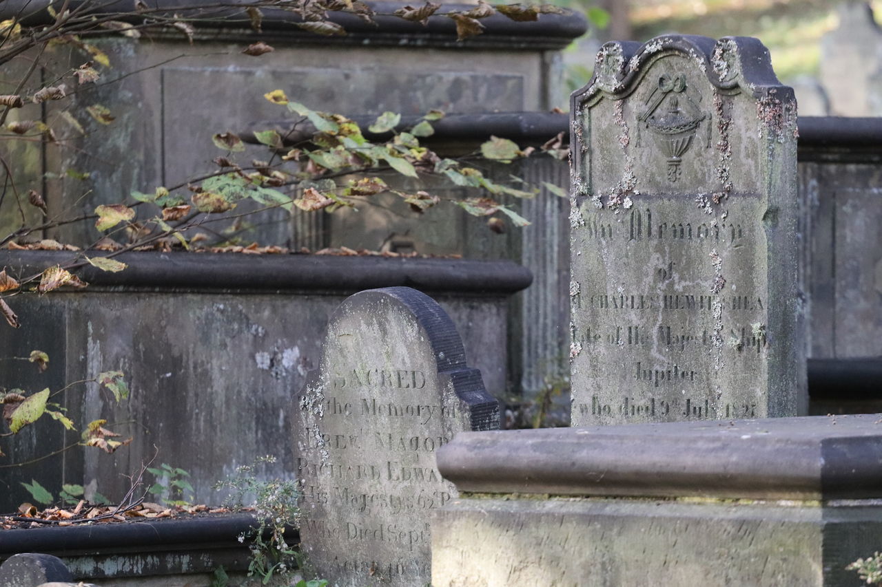 CLOSE-UP OF OLD METAL STRUCTURE ON CEMETERY