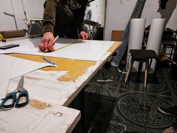 Man working on table