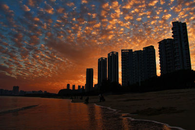 Scenic view of sea at sunset