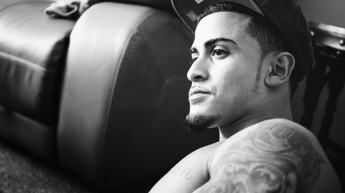 Young man looking away