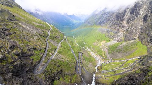 High angle view of mountain road