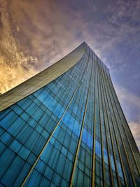 Low angle view of modern building against sky