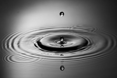 Close-up of drop falling in water