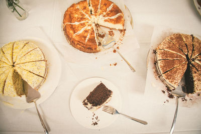 High angle view of cake on table