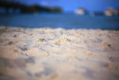 Surface level of beach against sky