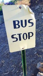 Close-up of road sign