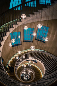 High angle view of spiral staircase