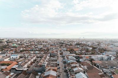 High angle view of townscape against sky