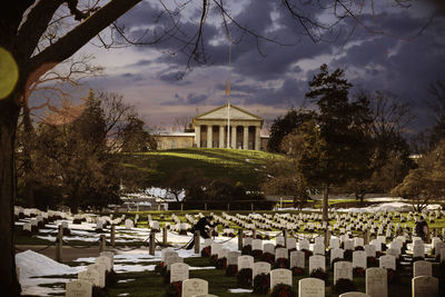 View of cemetery against sky