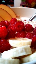 Close-up of strawberries in plate